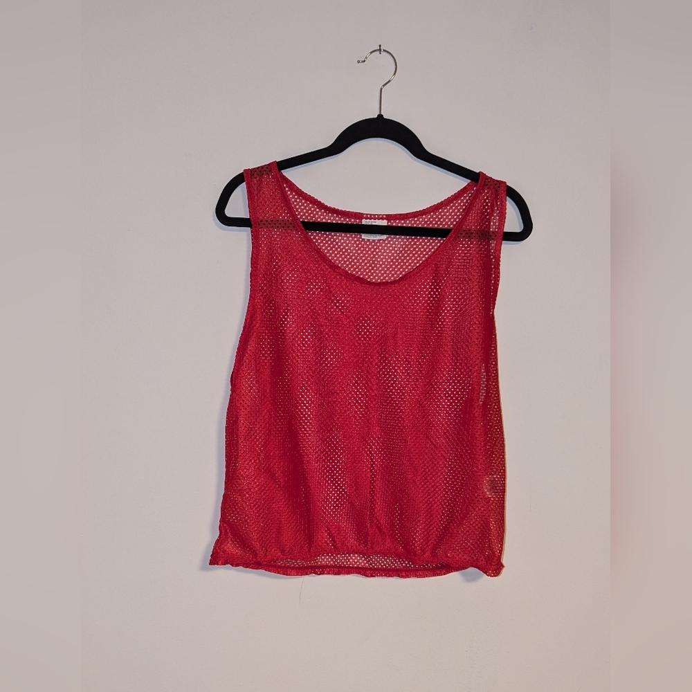 Youth Red Mesh Sleeveless Top
